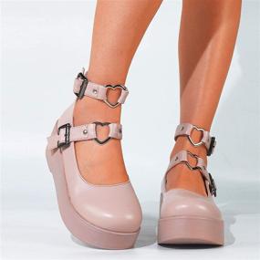 img 2 attached to Erocalli Platform Lolita Wedges - Stylish and Kawaii Women's Shoes