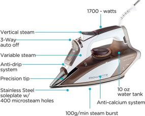 img 3 attached to 🔥 Rowenta DW5080 Micro Steam Iron - 1700-Watt, Stainless Steel Soleplate with Auto-Off, 400-Hole Design, Taupe Finish