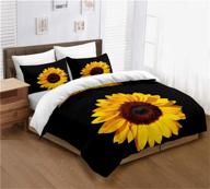 🌻 ayigu 3-piece sunflower duvet cover set (1 duvet cover + 2 pillowcases) full size breathable black and yellow petal bedding sets - room decor for kids, children, girls, boys, teens logo