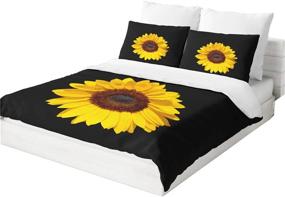 img 3 attached to 🌻 AYIGU 3-Piece Sunflower Duvet Cover Set (1 Duvet Cover + 2 Pillowcases) Full Size Breathable Black and Yellow Petal Bedding Sets - Room Decor for Kids, Children, Girls, Boys, Teens