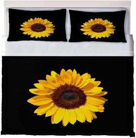 img 2 attached to 🌻 AYIGU 3-Piece Sunflower Duvet Cover Set (1 Duvet Cover + 2 Pillowcases) Full Size Breathable Black and Yellow Petal Bedding Sets - Room Decor for Kids, Children, Girls, Boys, Teens