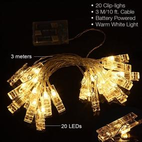 img 4 attached to 📸 10ft Warm White Photo Clips String Lights - AOSTAR 20 LED Fairy String Lights Battery Operated for Bedroom, Hanging Photos, Cards, Artworks - Christmas Decoration