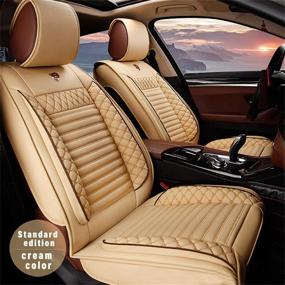 img 4 attached to 🚗 All-Weather Custom-Fit Seat Covers for Volkswagen Touareg Beetle with Full Protection - Waterproof Car Seat Covers for 5-Seat Models - Ultra Comfort Beige - Complete Set