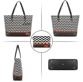 img 2 attached to 👜 Ladies' Large Canvas Laptop Tote Bag - Waterproof Women's Work Briefcase for 15.6 inch Computer - Stylish and Functional