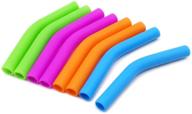 🥤 gfdesign food grade silicone straw elbows tips - soft reusable metal stainless steel nozzles for 5/16" wide straws (8mm od) - multicolor set of 8 logo