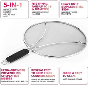 img 3 attached to 🔥 13-Inch Mueller Grease Splatter Screen for Frying Pan: Ultra Fine Mesh Prevents 99% of Messy Splatters - Splatter Guard Shield for Safer Cooking, with Resting Feet - Made of Stainless Steel