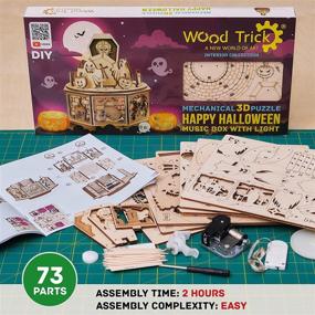 img 1 attached to 🎃 Enchanting Melodies: Wood Trick Halloween Wooden Music Box