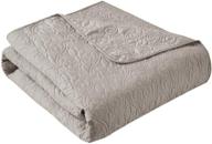 madison park quebec luxury oversized quilted throw: premium soft cozy microfiber with cotton fill for bed, couch or sofa - khaki 60x70 logo