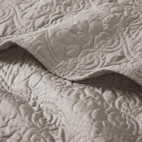 img 3 attached to Madison Park Quebec Luxury Oversized Quilted Throw: Premium Soft Cozy Microfiber with Cotton Fill for Bed, Couch or Sofa - Khaki 60x70