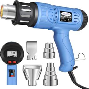 img 4 attached to 🔥 Heat Gun, Mowis 1800W Heavy Duty Hot Air Shrink Gun with LCD Display, Adjustable Temperature & Wind Speed - Blue Color