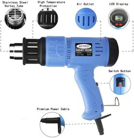 img 3 attached to 🔥 Heat Gun, Mowis 1800W Heavy Duty Hot Air Shrink Gun with LCD Display, Adjustable Temperature & Wind Speed - Blue Color