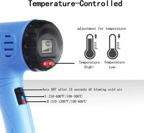 img 1 attached to 🔥 Heat Gun, Mowis 1800W Heavy Duty Hot Air Shrink Gun with LCD Display, Adjustable Temperature & Wind Speed - Blue Color