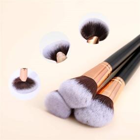 img 3 attached to 💄 SOLVE Makeup Brushes Set - 16 Pcs Premium Synthetic Foundation Blending Blush Concealer Eye Shadow Makeup Brush Kit with Leather Travel Bag, Black/Rose Gold