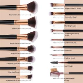 img 2 attached to 💄 SOLVE Makeup Brushes Set - 16 Pcs Premium Synthetic Foundation Blending Blush Concealer Eye Shadow Makeup Brush Kit with Leather Travel Bag, Black/Rose Gold