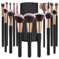 💄 solve makeup brushes set - 16 pcs premium synthetic foundation blending blush concealer eye shadow makeup brush kit with leather travel bag, black/rose gold logo