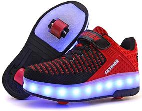 img 2 attached to Ufatansy USB Rechargeable Roller Skate Shoes LED Fashion Sneakers - Comfortable Kids Skateboarding Shoes with Wheels - Mesh Surface Thanksgiving & Christmas Day Best Gift