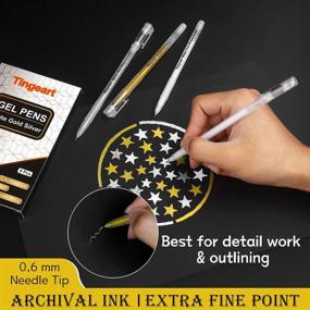 img 2 attached to ✒️ Tingeart Premium Gel Pen Set - White, Gold & Silver Ink Pens (3 Colors), Fine-Tip Sketching & Coloring Pens for Illustration Design, Black Paper Drawing - Pack of 9