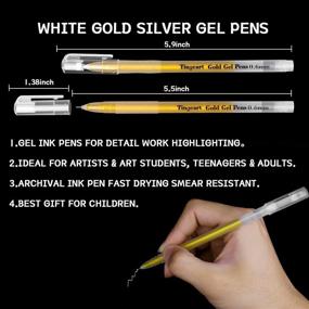 img 1 attached to ✒️ Tingeart Premium Gel Pen Set - White, Gold & Silver Ink Pens (3 Colors), Fine-Tip Sketching & Coloring Pens for Illustration Design, Black Paper Drawing - Pack of 9