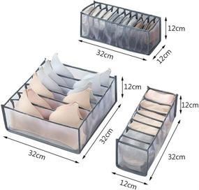 img 2 attached to 📦 Wuerjo Foldable Underwear Storage Box with Nylon Dividers - 3 Set, Grey, 6/7/11 Compartments for Underwear and Socks