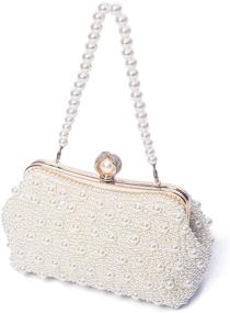 img 4 attached to 👛 TOIHSUAN Women's Pearl Beaded Cream Evening Clutches Bags for Wedding - with shoulder strap, 22cm x 8cm x 12cm