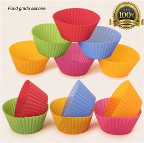 img 1 attached to 🌈 36 PCS Rainbow Thicken Silicone Cupcake Muffin Baking Cups Liners Molds Sets - Reusable & Nonstick Muffin Molds for Colorful Baking