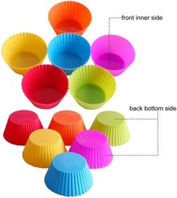 img 2 attached to 🌈 36 PCS Rainbow Thicken Silicone Cupcake Muffin Baking Cups Liners Molds Sets - Reusable & Nonstick Muffin Molds for Colorful Baking