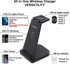 img 3 attached to 🔌 Teyomi 3 in 1 Wireless Charging Station: Fast Charger for iPhone 12/11/11 Pro, Apple Watch, Airpods Pro- Qi-Certified with QC3.0 Adapter