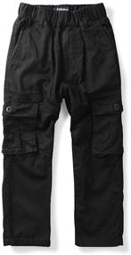img 3 attached to 👖 Cotton Pull Cargo Pants with Multiple Pockets - Boys' Clothing