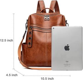 img 2 attached to Brown Fashion Convertible Bookbag: Small Leather Women's Backpack Purse for Ladies - Multi-purpose Shoulder Handbag, Travel Bag, Satchel, Rucksack, Sling Bag (Faux Leather Brown)