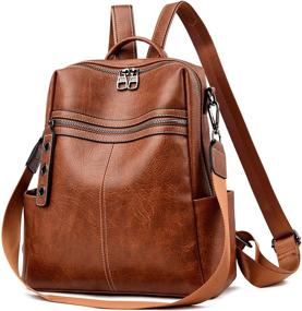 img 3 attached to Brown Fashion Convertible Bookbag: Small Leather Women's Backpack Purse for Ladies - Multi-purpose Shoulder Handbag, Travel Bag, Satchel, Rucksack, Sling Bag (Faux Leather Brown)