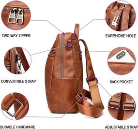 img 1 attached to Brown Fashion Convertible Bookbag: Small Leather Women's Backpack Purse for Ladies - Multi-purpose Shoulder Handbag, Travel Bag, Satchel, Rucksack, Sling Bag (Faux Leather Brown)