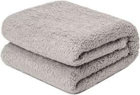 img 4 attached to Comfy Soft Warm Baby Blanket/Pet Blanket - Plush Fleece Throw for Baby Girls, Boys, Dogs, and Cats - Perfect for Sofa, Couch, Travel, and Camping (Sherpa 32×40, Light Grey)