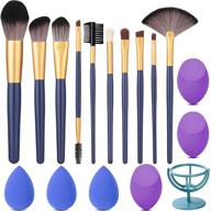 🖌️ lunasea premium synthetic makeup brush set for foundation, face powder, blush, concealers, and eyeshadow - complete makeup brush kit with beauty blender sponge holder (10+6pcs) logo