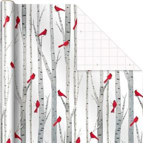 img 2 attached to Hallmark Christmas Wrapping Paper Set - Snowy Village, Starry Snowflakes, Birch Trees & Cardinals (3 Rolls: 120 sq. ft. ttl) with Convenient Cut Lines on Reverse