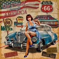 stitchic cross stitch stamped kit, preprinted embroidery 11 count, pre-stamped printed diy cotton canvas aida, 25x25 inches, route 66 retro nostalgic americana roadmap license plate scene logo