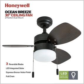 img 3 attached to 🌊 Espresso Bronze 30-inch Honeywell Ocean Breeze Ceiling Fan (Model 50602-01)