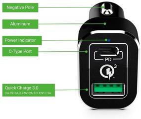 img 2 attached to 🔌 ГиперПорты 63W USB C автомобильное зарядное устройство для ноутбука - с двумя портами, совместимо с QualComm Quick Charge 3.0 для MacBook Pro, Chromebook, Pixel 2 XL, Galaxy S9 S8 Edge Plus Note 9 8, iPad - включен PD чипсет