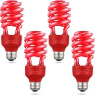 🎄 set of 4 red 24w spiral christmas light bulbs, 120v e26 base - ideal for parties, indoor/outdoor decorative illumination logo