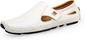 img 4 attached to Loafers Driving Casual Leather Stitched Men's Shoes for Loafers & Slip-Ons