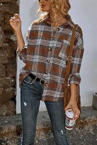 img 1 attached to 👚 Womens Oversized Flannel Shacket: Stylish Coats, Jackets & Vests for Women by Chouyatou