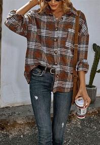 img 3 attached to 👚 Womens Oversized Flannel Shacket: Stylish Coats, Jackets & Vests for Women by Chouyatou