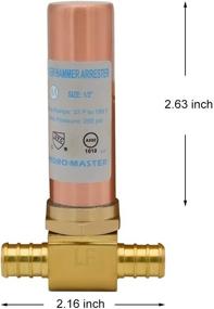 img 2 attached to 💧 Lead Free Brass HYDRO MASTER Tee Water Hammer Arrestor - 1/2" Pex x 1/2" Pex: Prevent Water Hammer Effectively!