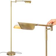 🔦 brightech leaf - adjustable pharmacy led floor lamp: ideal for reading, crafting, and precise tasks - illuminate your living room, sewing area, office desk, and table with antique brass / gold brilliance логотип