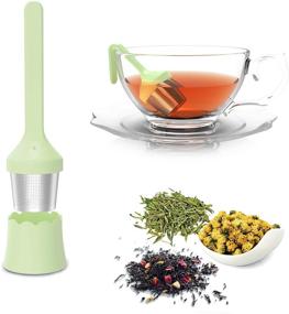 img 4 attached to 🍵 Geekboy Tea Infuser: Premium Extra Fine Mesh Strainer with Drip Tray – BPA-Free Silicone Handle – Ideal for Loose Leaf Tea & Herbal Tea (Green)