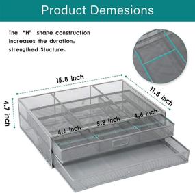 img 1 attached to Enhance Your Workspace with the Monitor Stand Riser: Mesh Metal Desk Organizer with Pull Out Drawer, PC Printer Holder, and Laptop Organizer - Perfect for Office Supplies and Computer Accessories