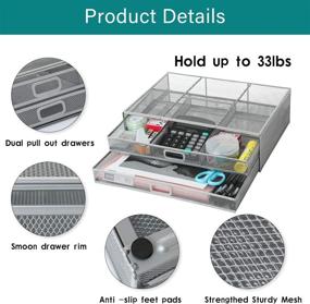 img 2 attached to Enhance Your Workspace with the Monitor Stand Riser: Mesh Metal Desk Organizer with Pull Out Drawer, PC Printer Holder, and Laptop Organizer - Perfect for Office Supplies and Computer Accessories