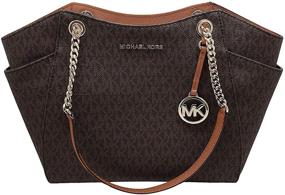 img 1 attached to 👜 Michael Kors Large Chain Shoulder Tote Bag in Brown PVC, Jet Set Travel 35F8Gtve7B-847, Brown/Acorn - Enhanced SEO
