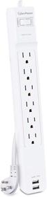 img 4 attached to High-Performance CyberPower Surge Protector with 6 Outlets, 2 USB Charge Ports, 6ft Power Cord - 900J/125V for Ultimate Protection - in White Color