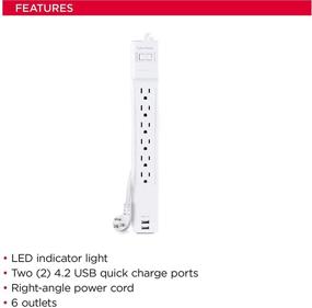 img 2 attached to High-Performance CyberPower Surge Protector with 6 Outlets, 2 USB Charge Ports, 6ft Power Cord - 900J/125V for Ultimate Protection - in White Color