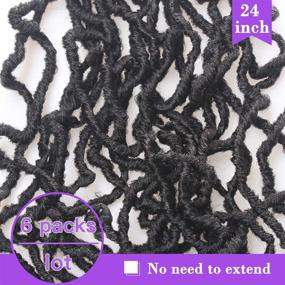 img 1 attached to 🖤 6 Packs of ZRQ 24 Inch Faux Locs Crochet Hair: Pre-looped Goddess Locs for Black Women - Soft & Extended Braiding Hair with Afro Roots Look - Synthetic Hair in 1B#